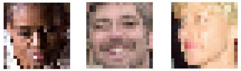 Pixelated celebrity faces used as an example face recognition task